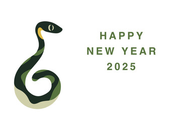 年賀状 2025, ヘビ, 巳, 干支, 新年, 横向き