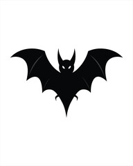 Bat black silhouette icon over white background, vector illustration.