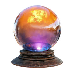 A glass ball with a purple and orange swirls on it, 3D illustration, Halloween, Clipart, 3d render, isolate on a transparent background.