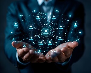 Businessperson Hosting a Virtual Webinar with Interactive Digital Presentation for Global Audience and Knowledge Sharing