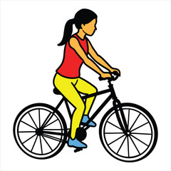 Girl riding bicycle vector flat isolated illustration