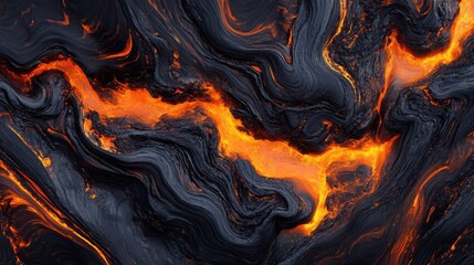 Obraz premium Top view illustration of lava texture, featuring vibrant, flowing patterns.