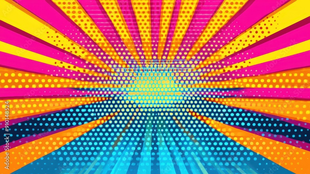 Poster pop art abstract background with bold stripes and dot patterns, perfect for design projects and creative expressions
