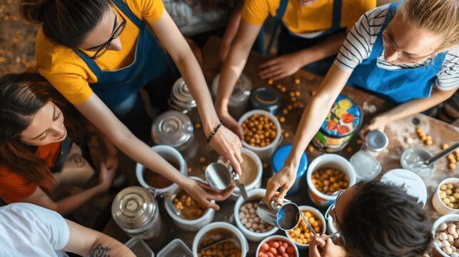 volunteers working together to support a charitable cause or event