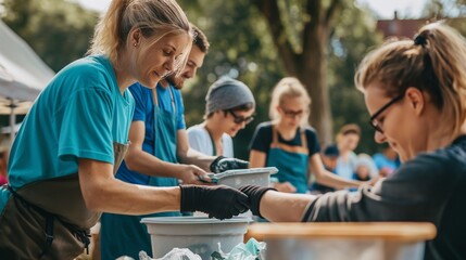 Fototapeta premium volunteers working together to support a charitable cause or event