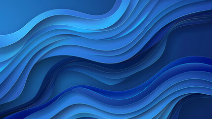 Abstract blue waves in a layered, paper-like design. The deep shades of blue create a calming and modern aesthetic.