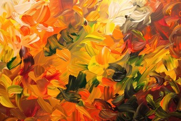 Dynamic autumn background with bold brushstrokes and vibrant colors. Ideal for seasonal art projects.