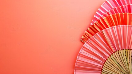 Thai Hand Fans, border, background wallpaper, blank in the middle, minimalism, negative space, used for postcard template