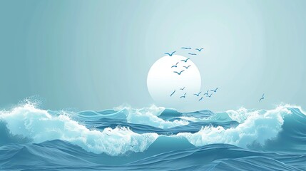 World Tsunami Awareness Day, wave symbols, ample copy space