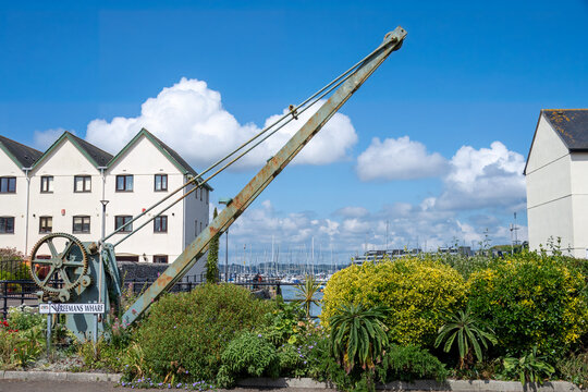 a disused crane at Freemans Wharf on The South West Coast Path at Freeman's Wharf Plymouth Devon England