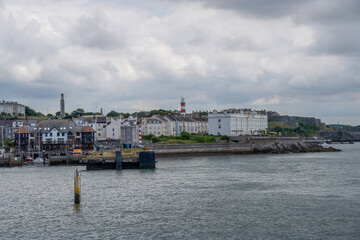 Obraz premium view of Plymouth Hoe and Smeatons Tower Devon England
