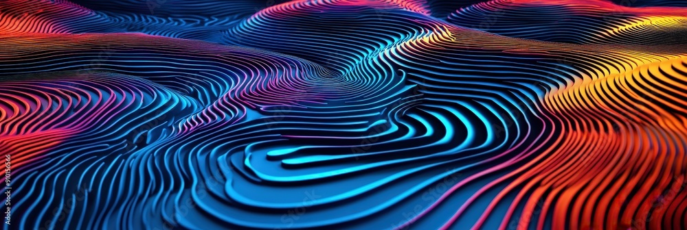 Poster Dynamic waves of vibrant colors create a mesmerizing abstract landscape with intricate textures and patterns