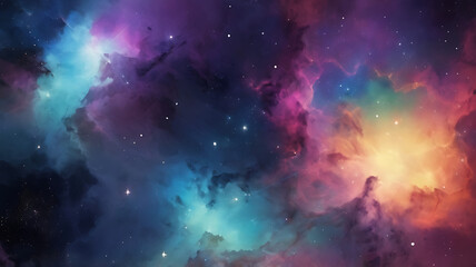 Obraz premium Nebula with geometric shapes and patterns, abstract and artistic, with copy space