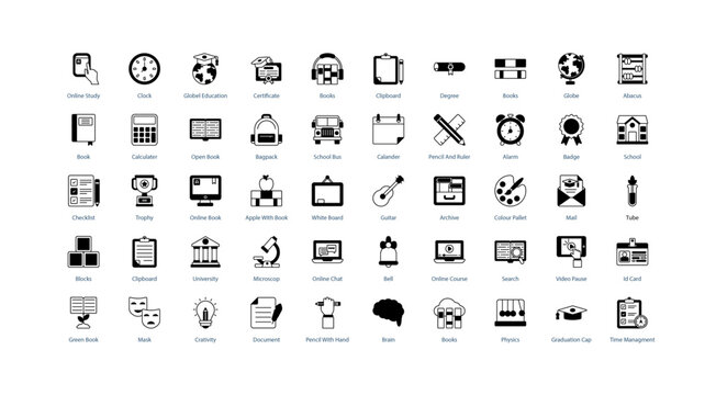 School and Education: Comprehensive Icon Set