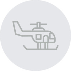 Helicopter Vector Line Grey Circle Grey