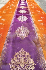 Thai Silk Table Runners, border, background wallpaper, blank in the middle, minimalism, negative space, used for postcard template