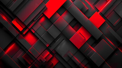 Abstract geometric background with overlapping black and red squares, creating a dynamic and modern design. The vibrant red accents pop against the dark background, adding depth and energy to the comp