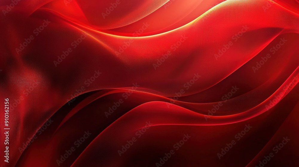 Aufkleber rich red fabric undulates softly, capturing light and creating smooth, gentle curves, evoking a sens