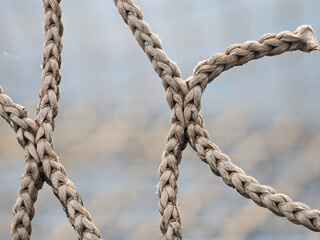 Old weathered nylon netting rope