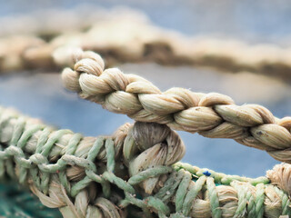 Fototapeta premium Old weathered nylon netting rope