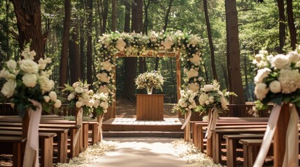 Rustic Wedding Altar in the Woods