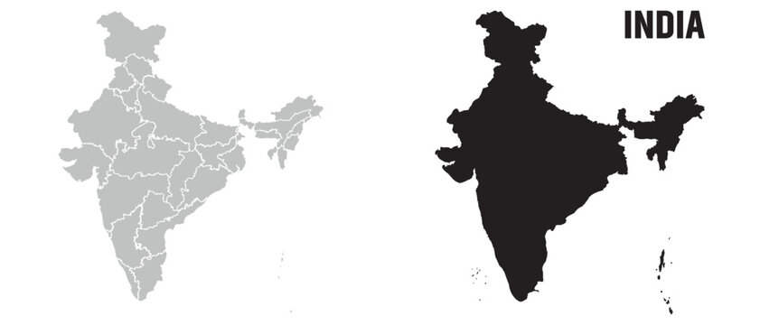 India map, India national map vector image on white background