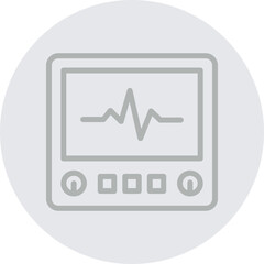 Cardiac Monitor Vector Line Grey Circle Grey