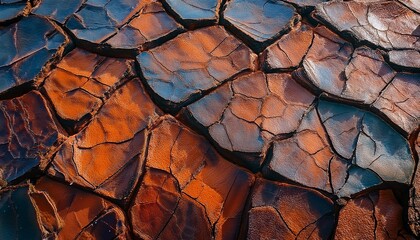 Detailed View: Rusty, Cracked Texture of Rock Surface