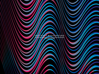 Abstract shining gardien wave lines on black background. Dynamic wave pattern. Modern flowing wavy lines. Futuristic technology concept. Suitable for posters, covers, brochures, flyers, websites, etc.