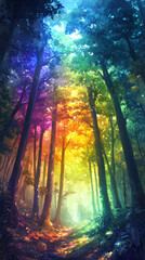 colorful fantasy forest background