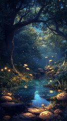 fantasy mushroom forest background