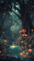 fantasy mushroom forest background