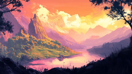 sunrise in the mountains landscape