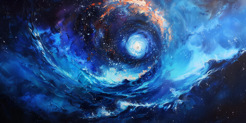 The wave with the moon in the background