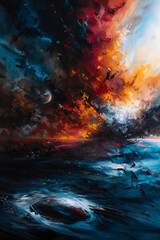 burning sky with cosmic background