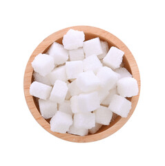 sugar cubes in wooden bowl on transparent png