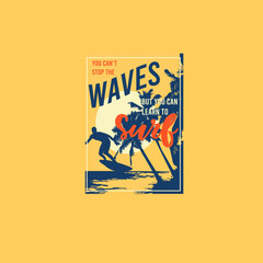 Waves summer beach surf retro poster graphic design