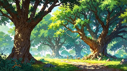 spiritual grove grove imbued with spiritual energy and flat anime