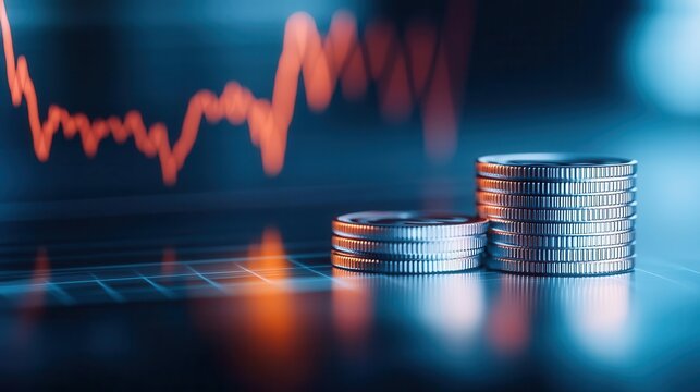 Currency exchange decline leading to economic fall selective focus, depreciation realistic, Overlay, financial graph