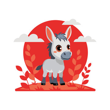 recommend clip art: The donkey is a funny vector Illustration of farm animal for kids, posters, logo