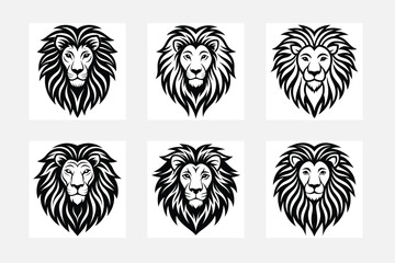 Best lion logo silhouette white background artwork set
