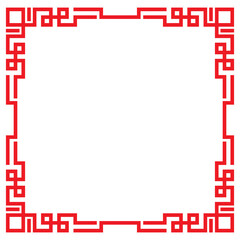 red abstract geometric pattern Chinese frame set vector design.