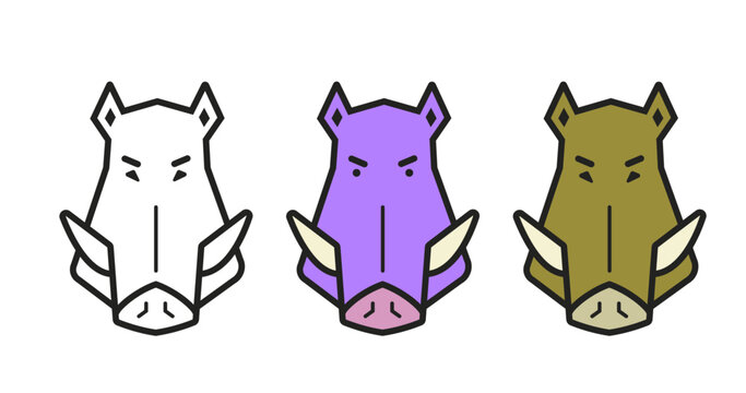 vektor Illustration Wildschwein kopf, Emblem mir wei&szlig;em Hintergrund