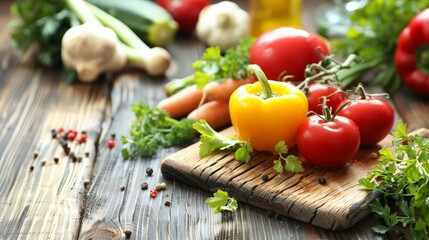 Fresh Vegetables on Wooden Table