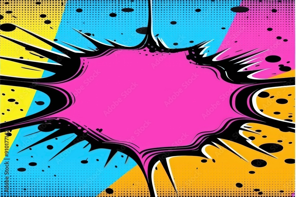 Poster a striking burst graphic in vibrant colors fills the backdrop, creating an eye-catching focal point 
