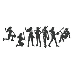 Baseball player silhouettes set in different poses. Baseball icons vector. Man Throwing Ball Silhouette. Baseball Player Silhouette. baseball player, vector isolated illustration. Baseball batter.