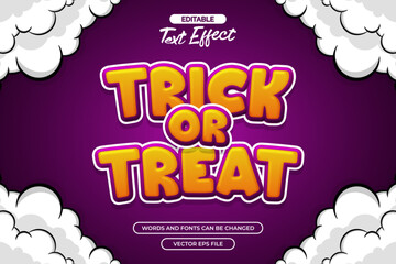 Trick or treat editable text effect vector