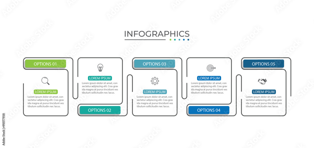 Wall mural presentation business infographic template with 5 options