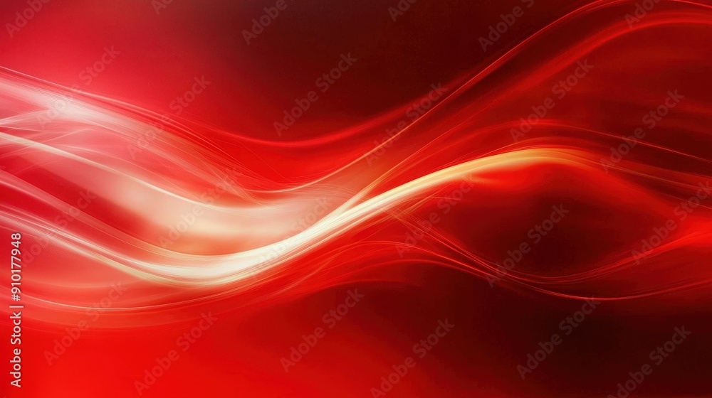 Aufkleber Swirling red light waves create a vibrant, abstract background, evoking energy and fluidity in a captivating design