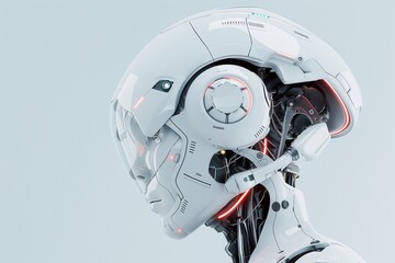 Futuristic Cybernetic Human Close-Up, AI Robot